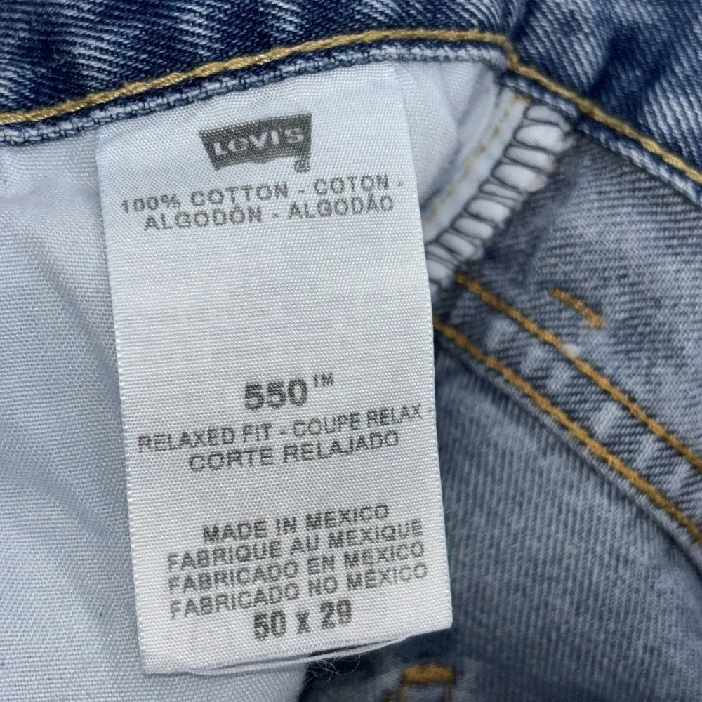 Levis 550 Jeans Men 50X29 Big And Tall Blue Relaxed Straight‎ Leg Denim Red Tab